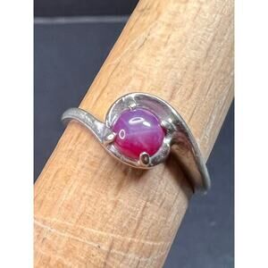 Vintage 14k white gold star ruby estate ring size 6